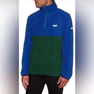 RipNDip Castanza Colorblock Blue/Green Fleece Quarter Zip Pullover Size Small‎